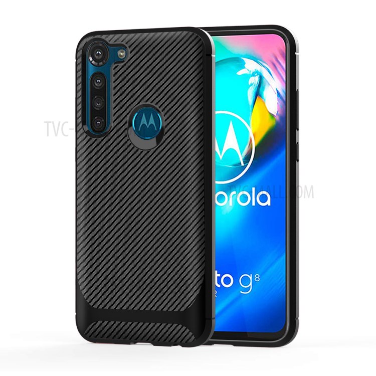 Carbon Fiber Surface Anti-drop TPU Shell for Motorola Moto G8 Power - Black-1