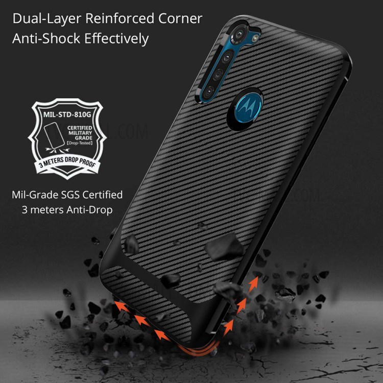 Carbon Fiber Surface Anti-drop TPU Shell for Motorola Moto G8 Power - Black-10