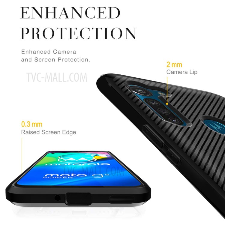 Carbon Fiber Surface Anti-drop TPU Shell for Motorola Moto G8 Power - Black-11