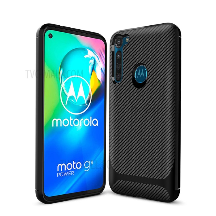 Carbon Fiber Surface Anti-drop TPU Shell for Motorola Moto G8 Power - Black-4