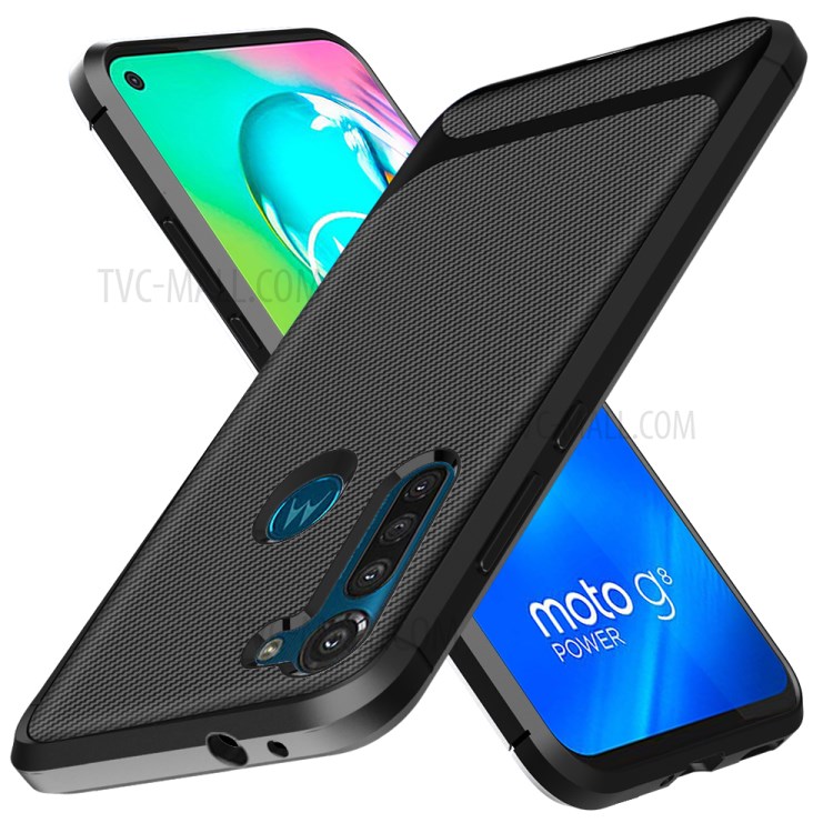 Carbon Fiber Surface Anti-drop TPU Shell for Motorola Moto G8 Power - Black-6