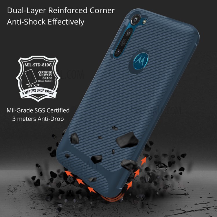 Carbon Fiber Surface Anti-drop TPU Shell for Motorola Moto G8 Power - Blue-10