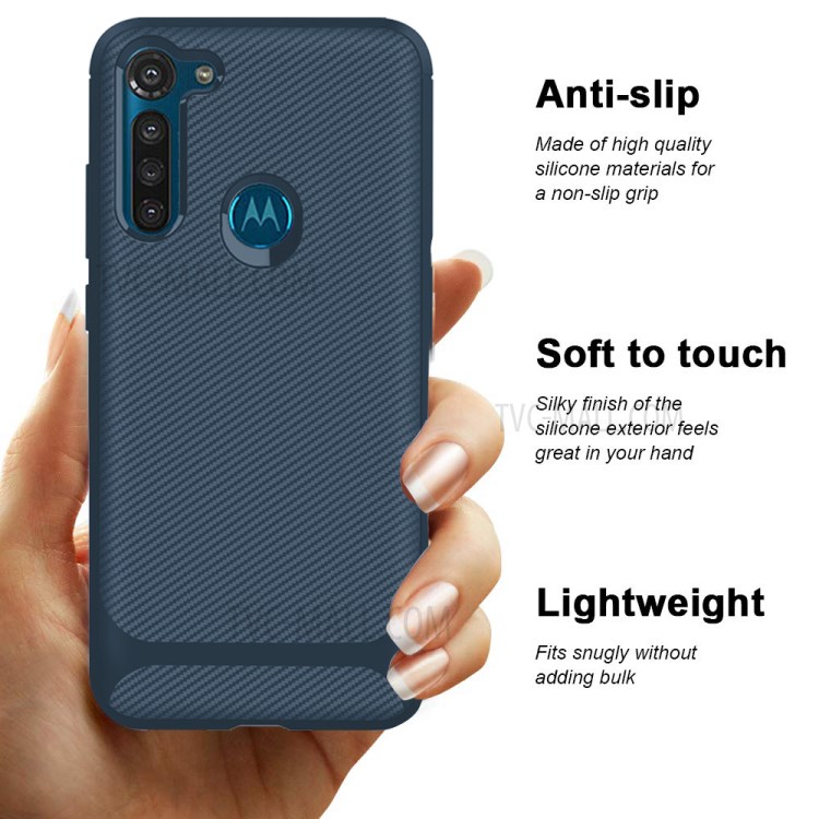 Carbon Fiber Surface Anti-drop TPU Shell for Motorola Moto G8 Power - Blue-12