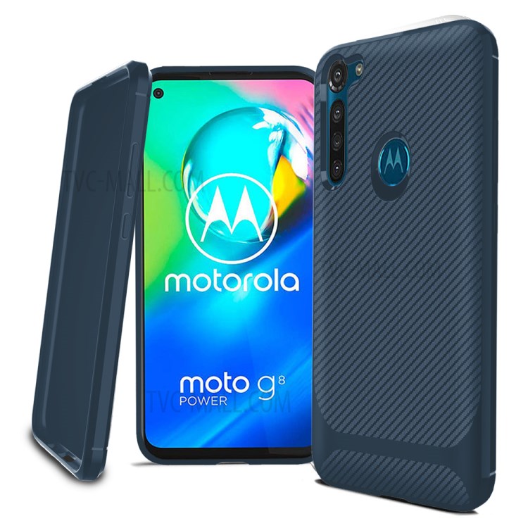 Carbon Fiber Surface Anti-drop TPU Shell for Motorola Moto G8 Power - Blue-2