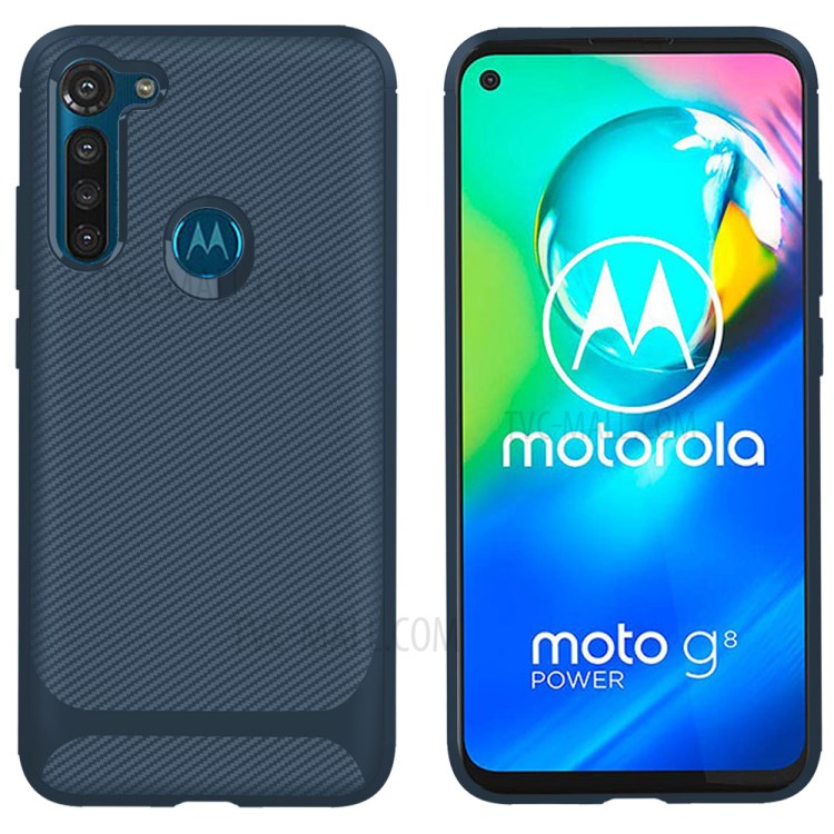 Carbon Fiber Surface Anti-drop TPU Shell for Motorola Moto G8 Power - Blue-3