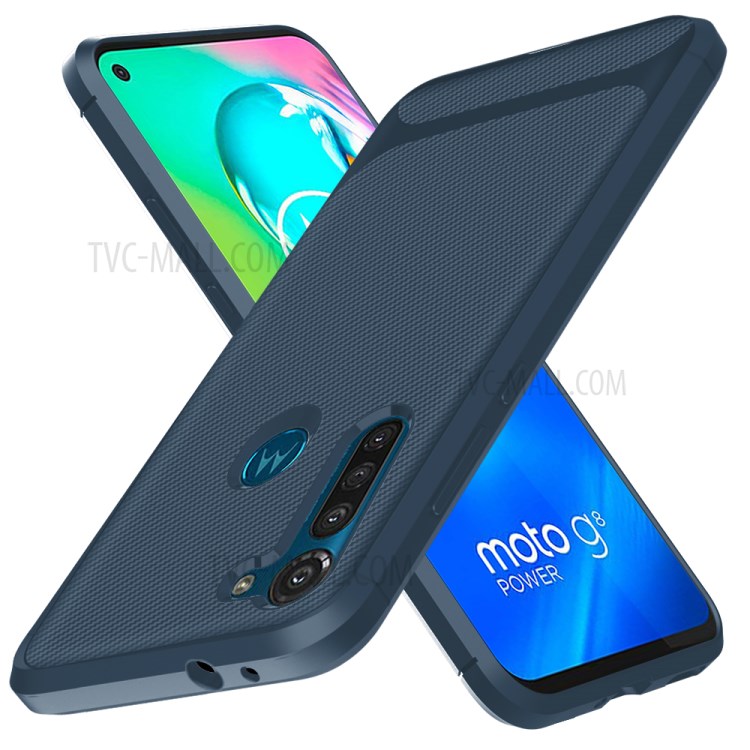 Carbon Fiber Surface Anti-drop TPU Shell for Motorola Moto G8 Power - Blue-5