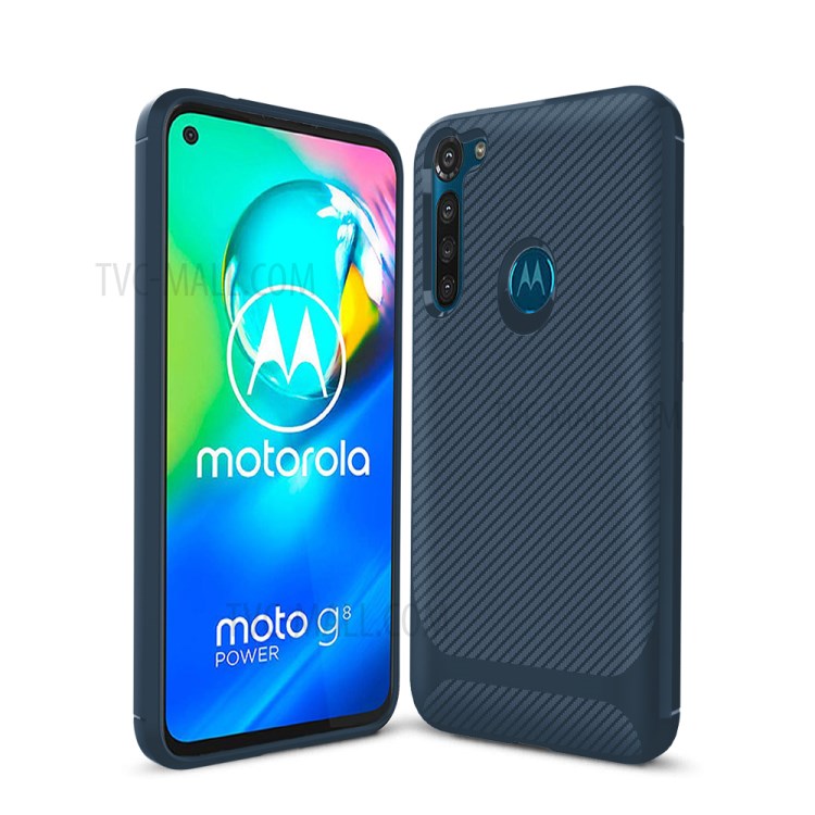Carbon Fiber Surface Anti-drop TPU Shell for Motorola Moto G8 Power - Blue-6
