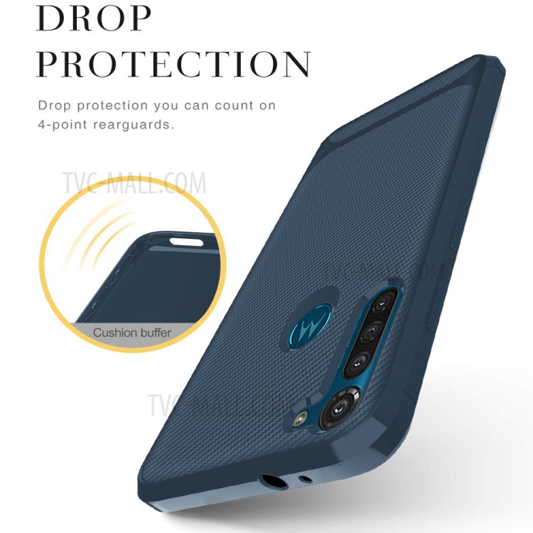 Carbon Fiber Surface Anti-drop TPU Shell for Motorola Moto G8 Power - Blue-7