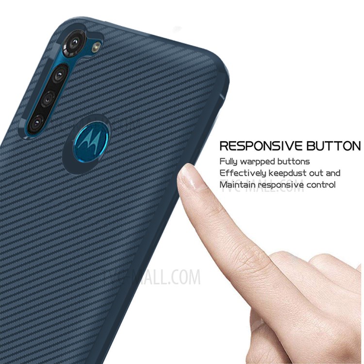 Carbon Fiber Surface Anti-drop TPU Shell for Motorola Moto G8 Power - Blue-8