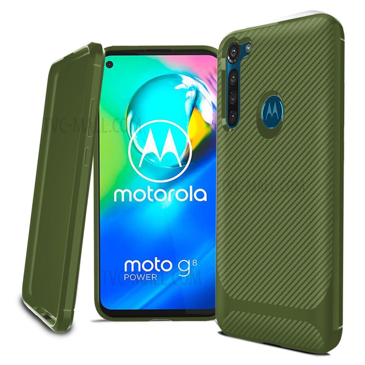 Carbon Fiber Surface Anti-drop TPU Shell for Motorola Moto G8 Power - Green-2