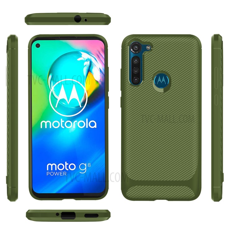 Carbon Fiber Surface Anti-drop TPU Shell for Motorola Moto G8 Power - Green-4