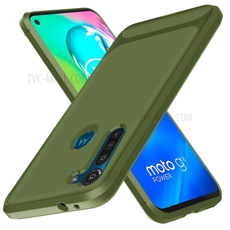 Carbon Fiber Surface Anti-drop TPU Shell for Motorola Moto G8 Power - Green-5