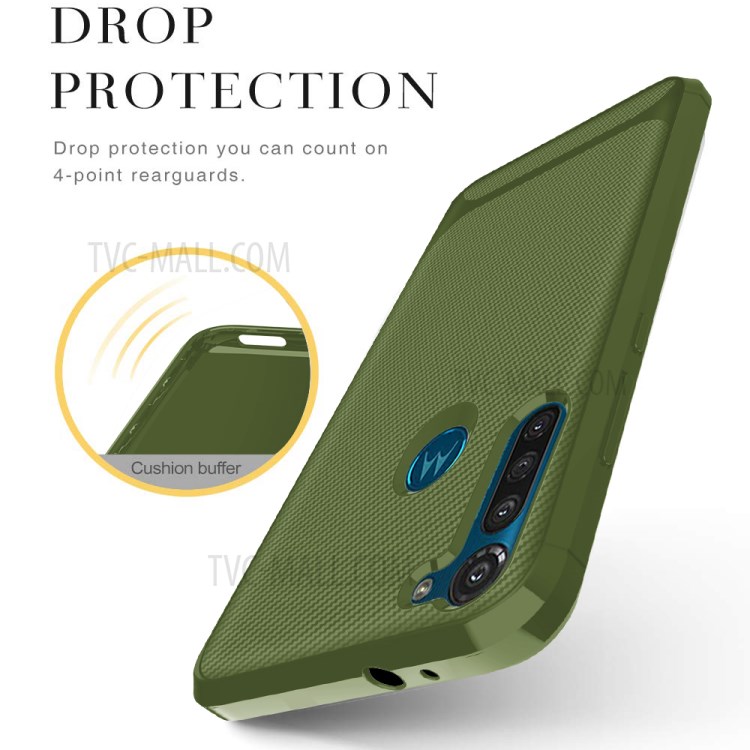 Carbon Fiber Surface Anti-drop TPU Shell for Motorola Moto G8 Power - Green-7