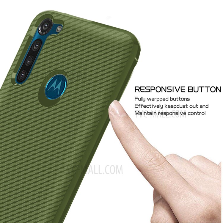 Carbon Fiber Surface Anti-drop TPU Shell for Motorola Moto G8 Power - Green-8