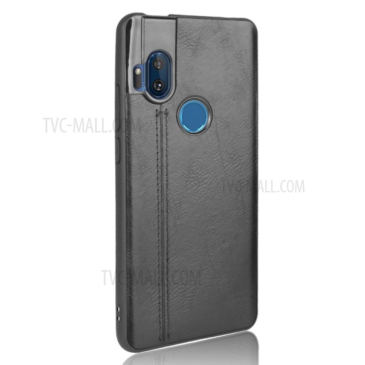 PU Leather Coated PC + TPU Phone Cover for Motorola One Hyper - Black-4