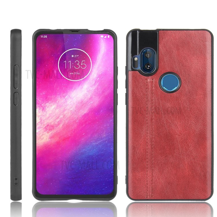 PU Leather Coated PC + TPU Phone Cover for Motorola One Hyper - Red-1