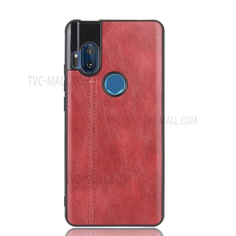 PU Leather Coated PC + TPU Phone Cover for Motorola One Hyper - Red-3