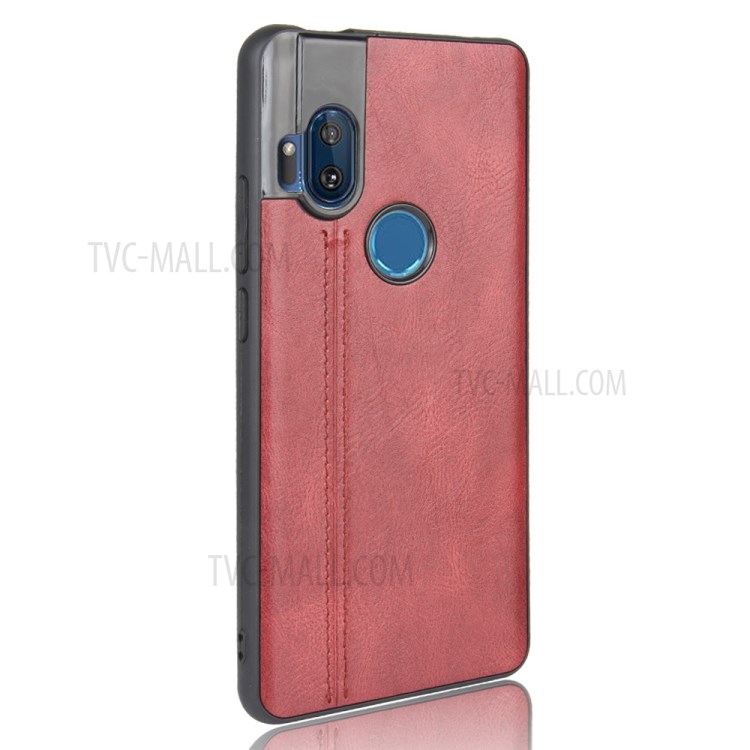 PU Leather Coated PC + TPU Phone Cover for Motorola One Hyper - Red-4