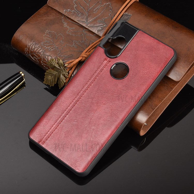 PU Leather Coated PC + TPU Phone Cover for Motorola One Hyper - Red-6