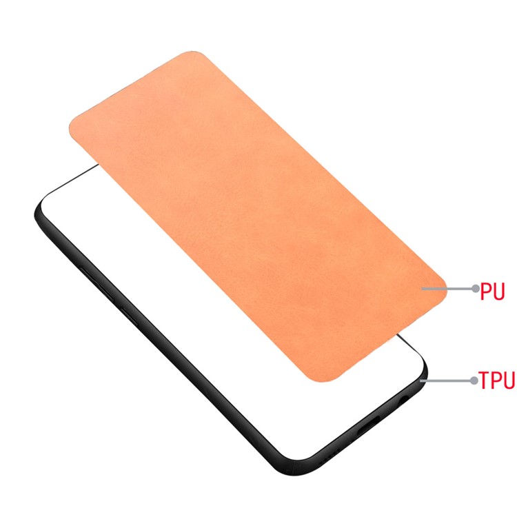 PU Leather Coated PC + TPU Phone Cover for Motorola One Hyper - Brown-5