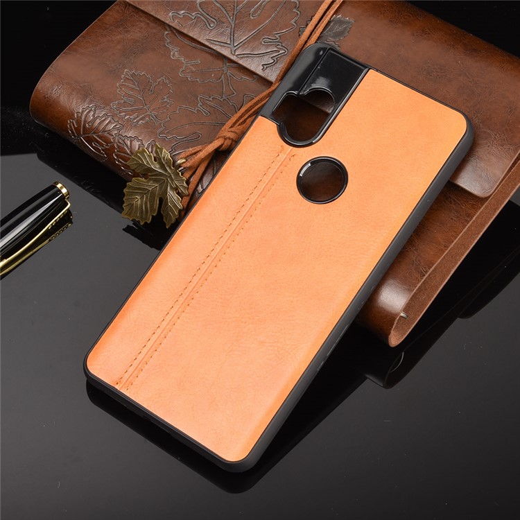 PU Leather Coated PC + TPU Phone Cover for Motorola One Hyper - Brown-6
