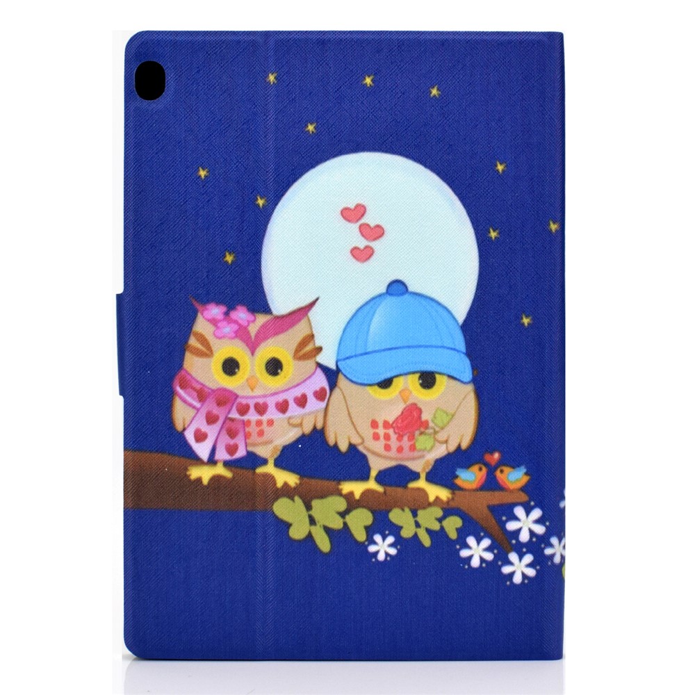 Pattern Printing Leather Stand Tablet Cover for Lenovo Tab M10 TB-X605F - Couple Owls-5
