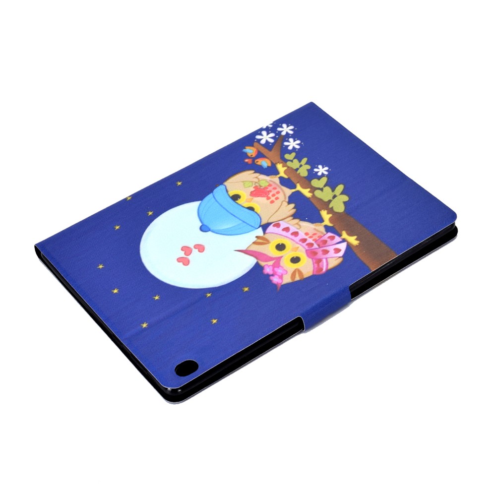 Pattern Printing Leather Stand Tablet Cover for Lenovo Tab M10 TB-X605F - Couple Owls-8