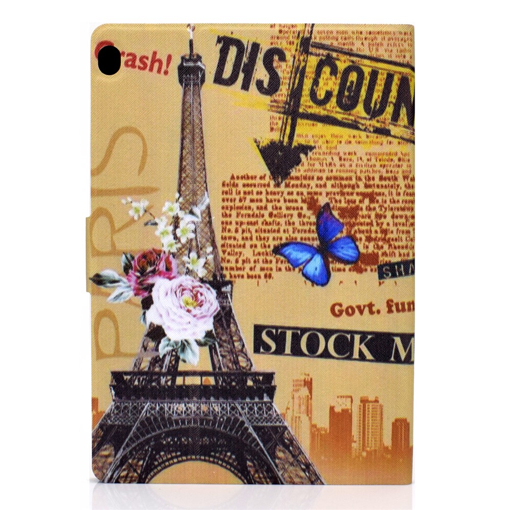 Pattern Printing Leather Stand Tablet Cover for Lenovo Tab M10 TB-X605F - Eiffel Tower-5
