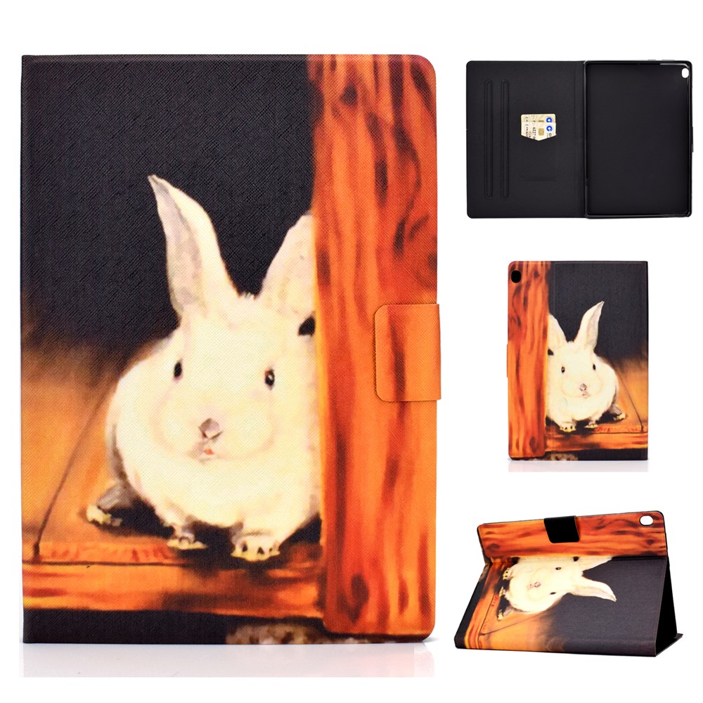 Pattern Printing Leather Stand Tablet Cover for Lenovo Tab M10 TB-X605F - Rabbit-1
