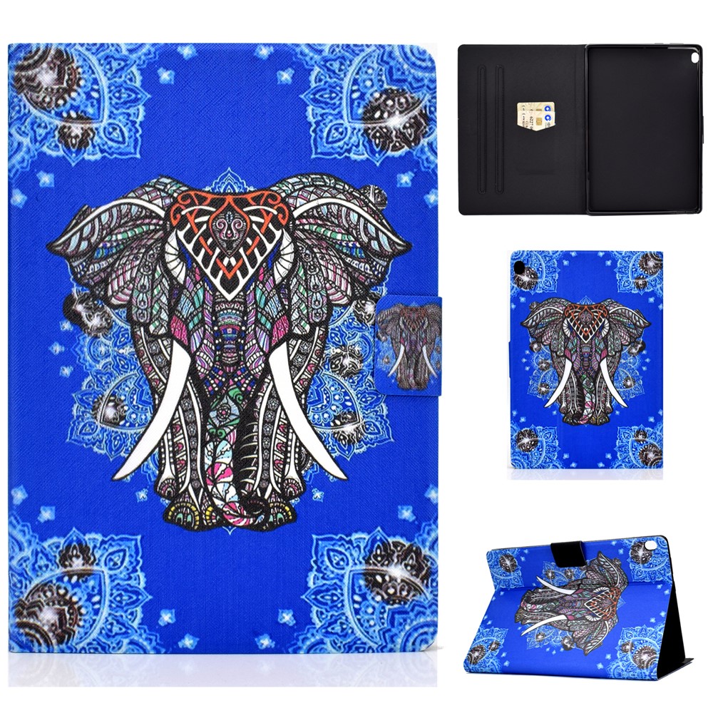 Pattern Printing Leather Stand Tablet Cover for Lenovo Tab M10 TB-X605F - Elephant-1