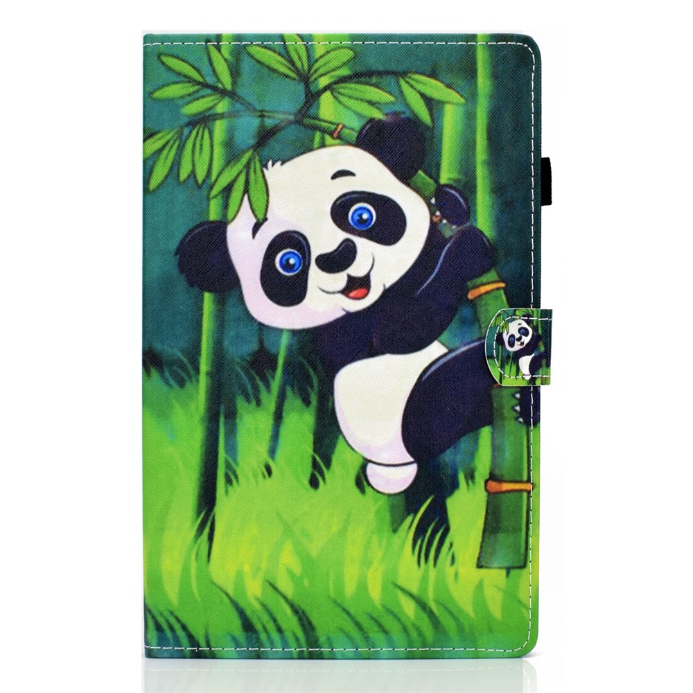 Pattern Printing Stand Card Holder Leather Tablet Case for Lenovo Tab M10 Plus TB-X606F - Panda and Bamboo-2