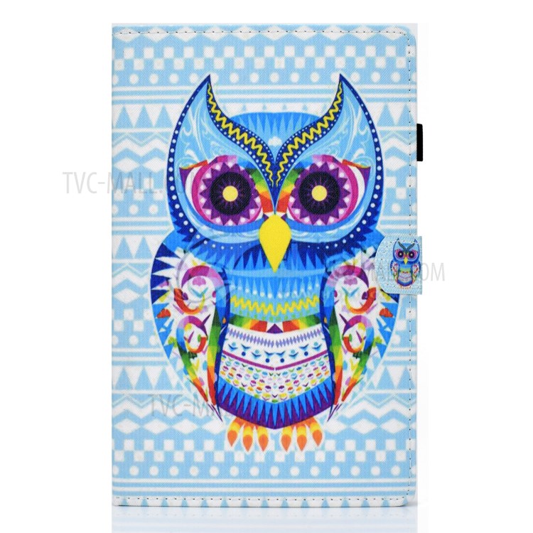 Pattern Printing Stand Card Holder Leather Tablet Case for Lenovo Tab M10 Plus TB-X606F - Owl-2