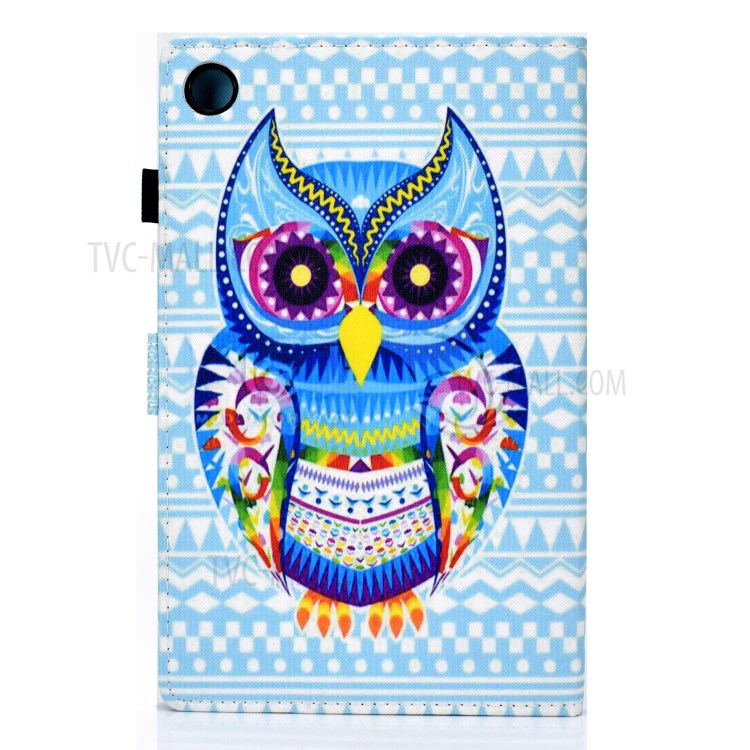 Pattern Printing Stand Card Holder Leather Tablet Case for Lenovo Tab M10 Plus TB-X606F - Owl-3