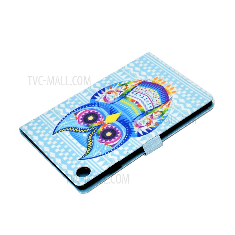 Pattern Printing Stand Card Holder Leather Tablet Case for Lenovo Tab M10 Plus TB-X606F - Owl-6