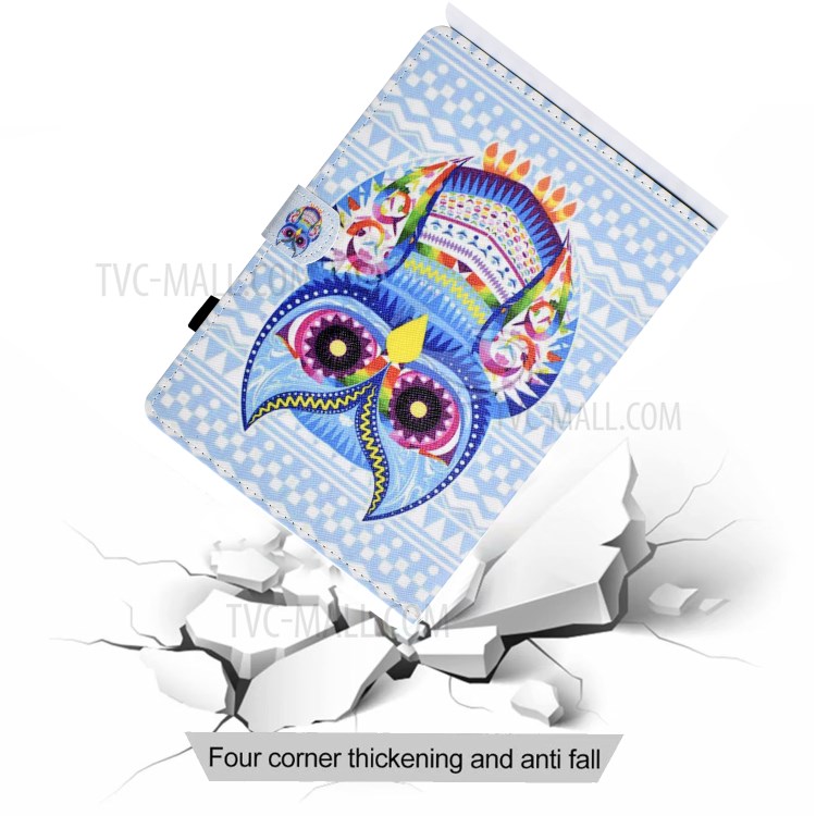 Pattern Printing Stand Card Holder Leather Tablet Case for Lenovo Tab M10 Plus TB-X606F - Owl-7