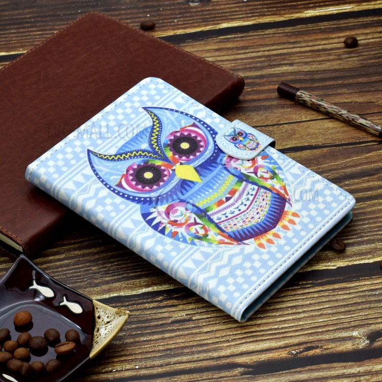 Pattern Printing Stand Card Holder Leather Tablet Case for Lenovo Tab M10 Plus TB-X606F - Owl-8