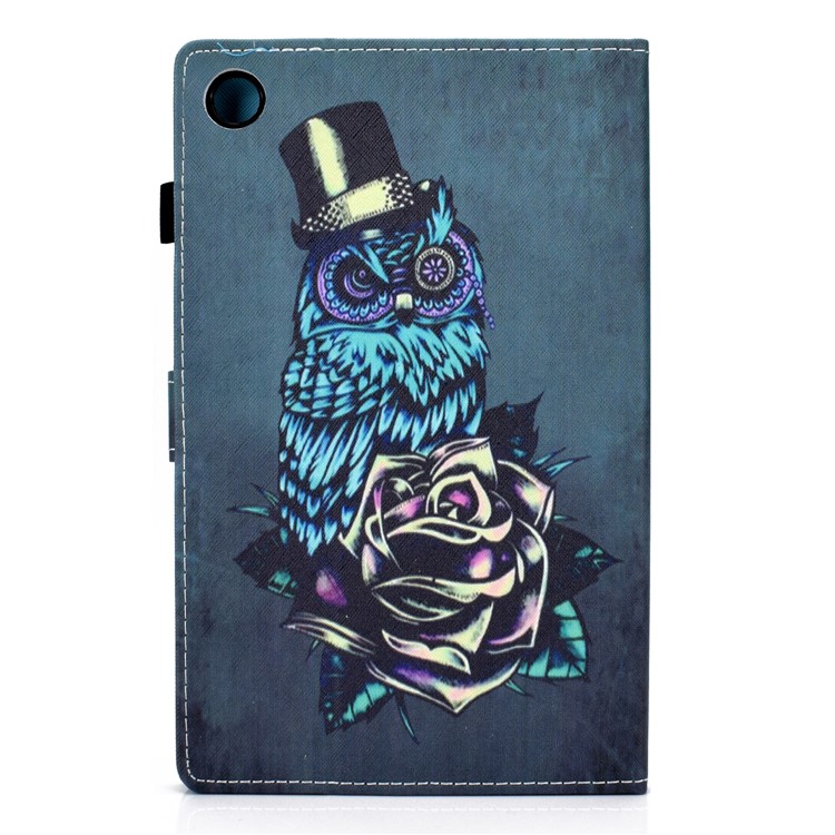 Pattern Printing Stand Card Holder Leather Tablet Case for Lenovo Tab M10 Plus TB-X606F - Owl and Rose-3