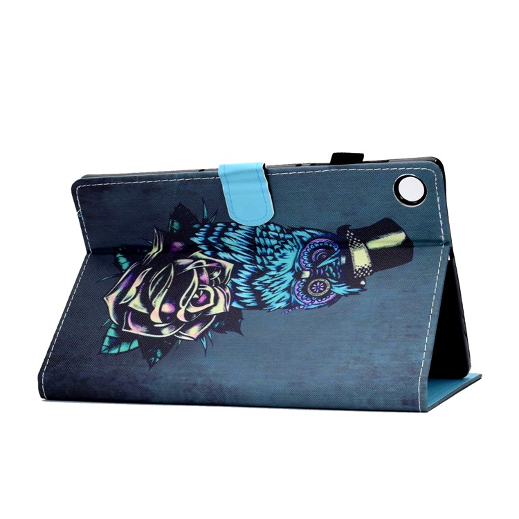 Pattern Printing Stand Card Holder Leather Tablet Case for Lenovo Tab M10 Plus TB-X606F - Owl and Rose-4