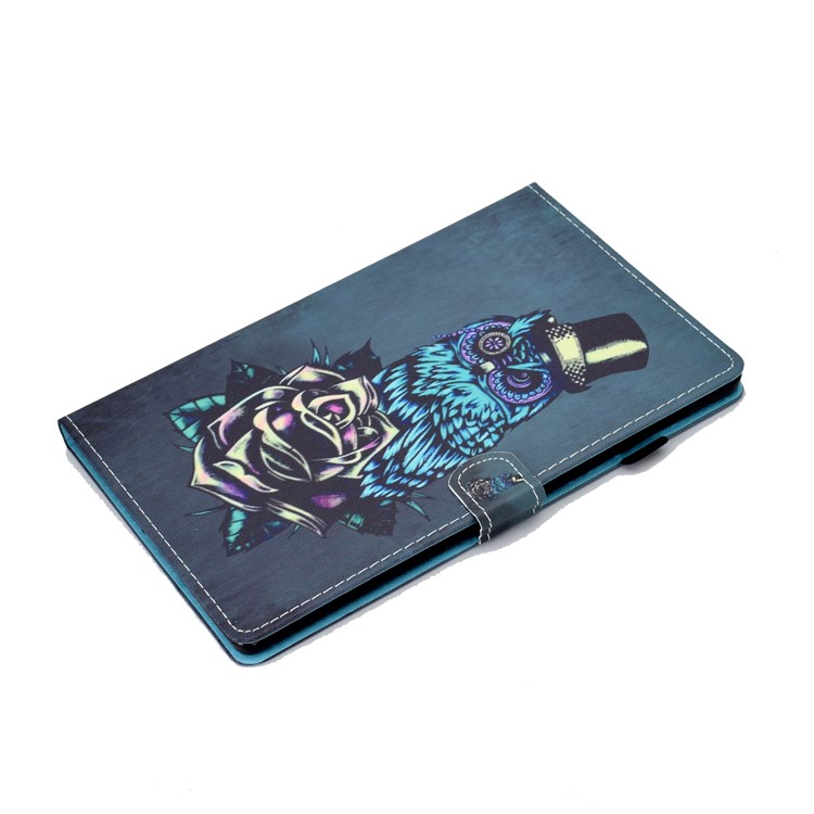 Pattern Printing Stand Card Holder Leather Tablet Case for Lenovo Tab M10 Plus TB-X606F - Owl and Rose-5