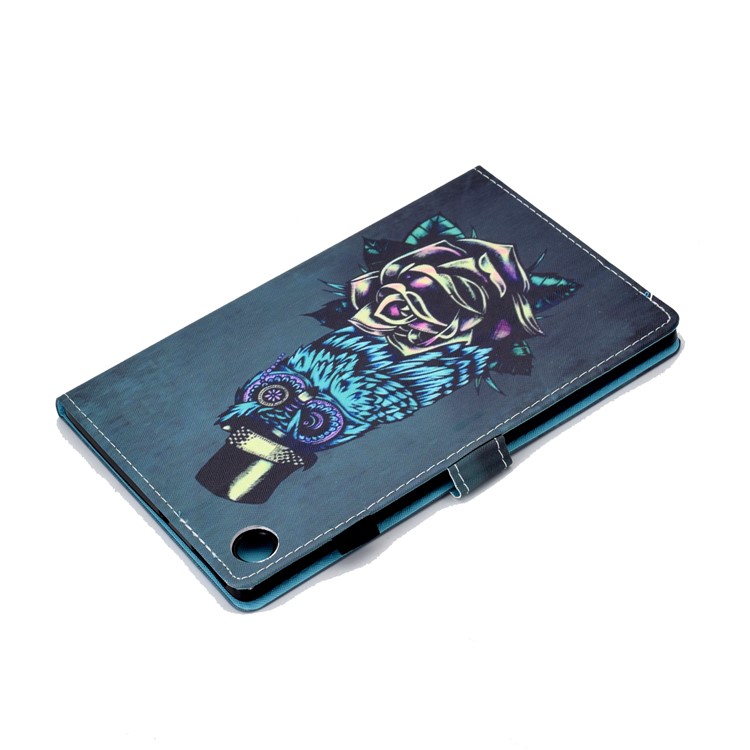 Pattern Printing Stand Card Holder Leather Tablet Case for Lenovo Tab M10 Plus TB-X606F - Owl and Rose-6