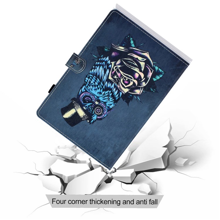 Pattern Printing Stand Card Holder Leather Tablet Case for Lenovo Tab M10 Plus TB-X606F - Owl and Rose-8