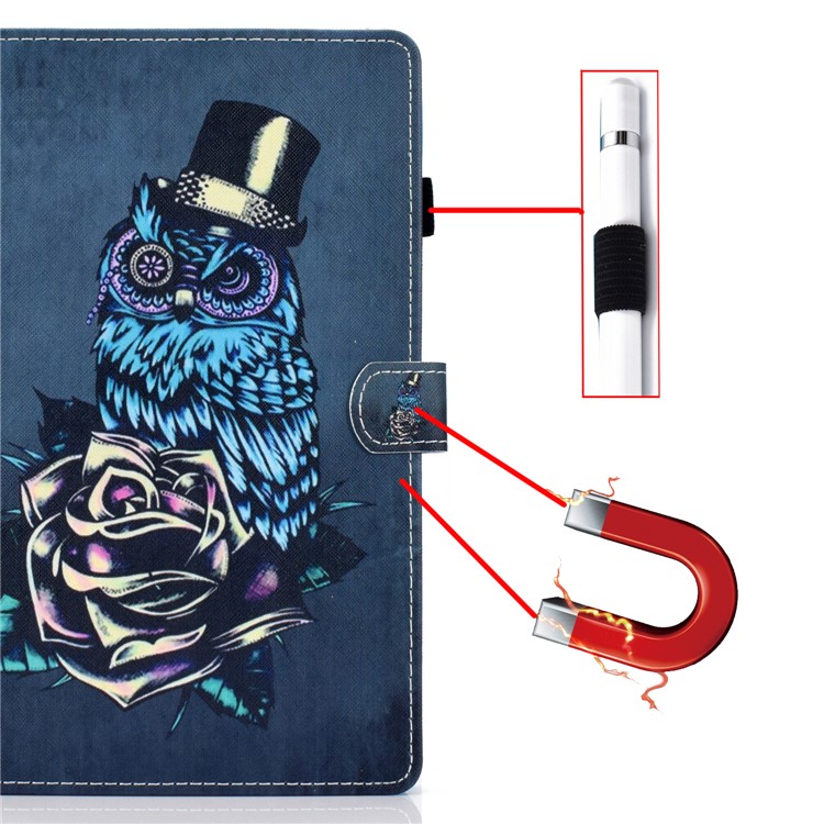 Pattern Printing Stand Card Holder Leather Tablet Case for Lenovo Tab M10 Plus TB-X606F - Owl and Rose-9
