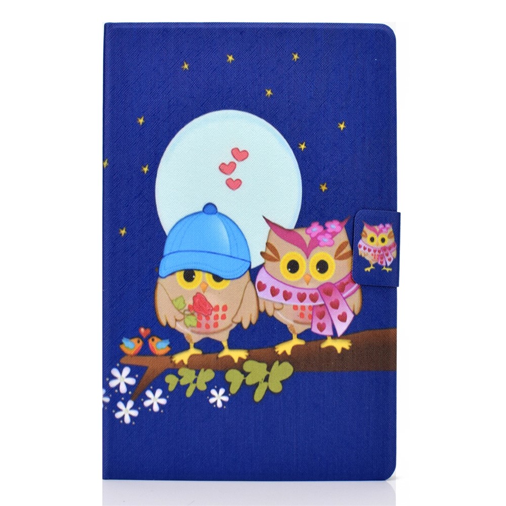 Pattern Printing Leather Stand Tablet Shell for Lenovo Tab M10 Plus TB-X606F - Couple Owls-2