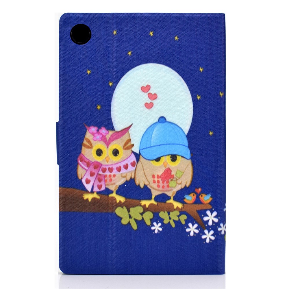 Pattern Printing Leather Stand Tablet Shell for Lenovo Tab M10 Plus TB-X606F - Couple Owls-3