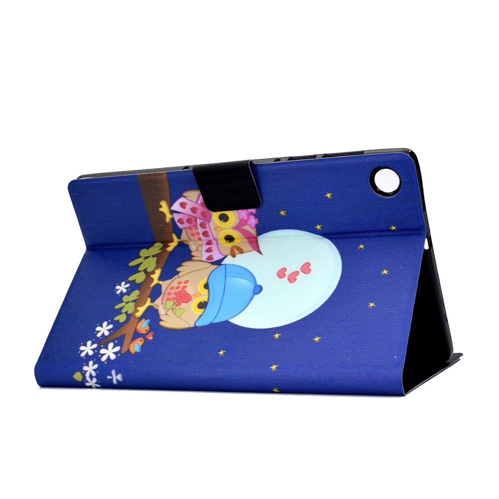 Pattern Printing Leather Stand Tablet Shell for Lenovo Tab M10 Plus TB-X606F - Couple Owls-4