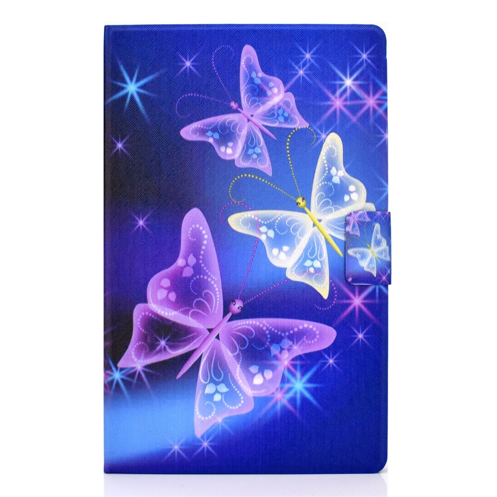 Pattern Printing Leather Stand Tablet Shell for Lenovo Tab M10 Plus TB-X606F - Purple Butterlies-2