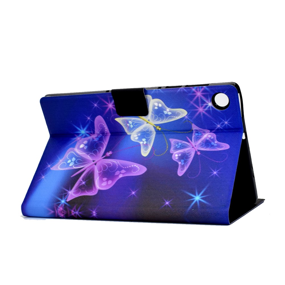 Pattern Printing Leather Stand Tablet Shell for Lenovo Tab M10 Plus TB-X606F - Purple Butterlies-4