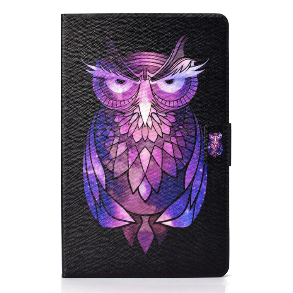 Pattern Printing Leather Stand Tablet Shell for Lenovo Tab M10 Plus TB-X606F - Purple Owl-2