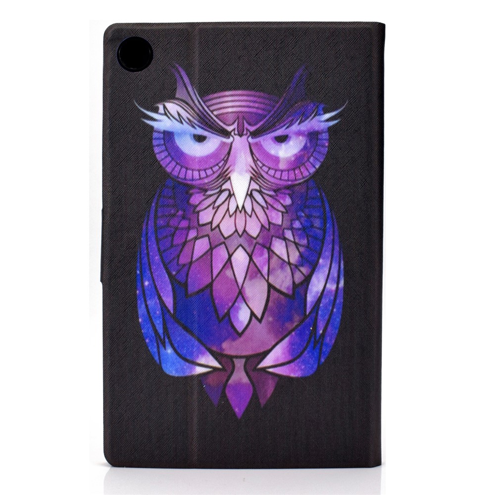 Pattern Printing Leather Stand Tablet Shell for Lenovo Tab M10 Plus TB-X606F - Purple Owl-3