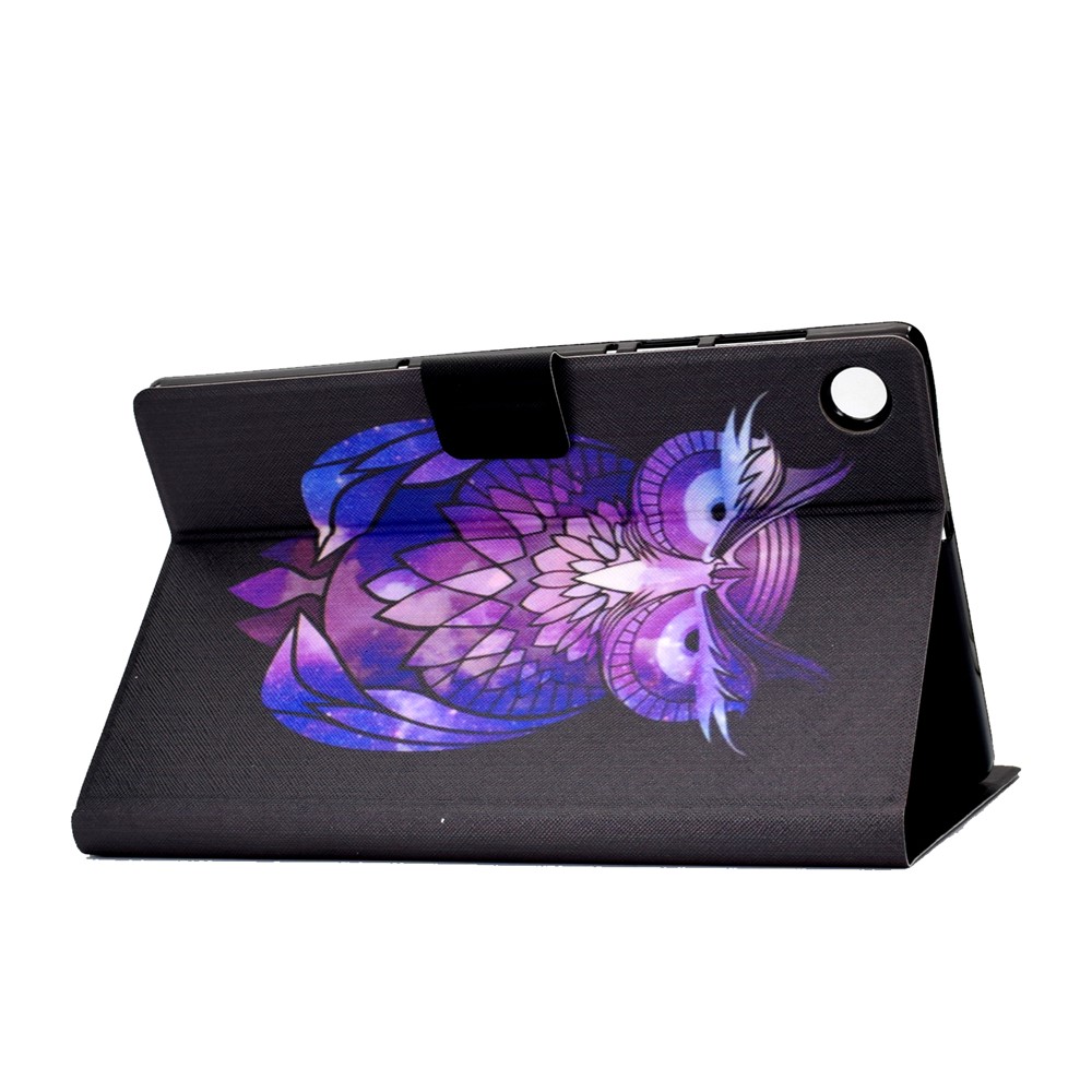 Pattern Printing Leather Stand Tablet Shell for Lenovo Tab M10 Plus TB-X606F - Purple Owl-4